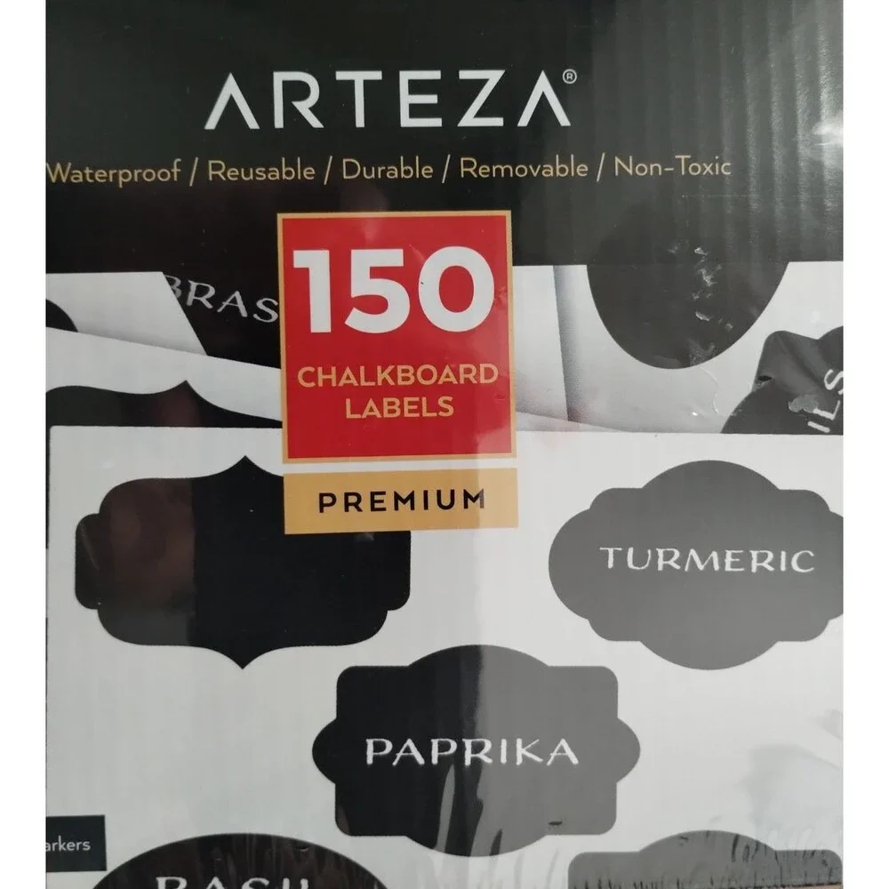 Arteza Chalkboard Labels Markers, 150 pieces, Waterproof Reusable Removable NEW